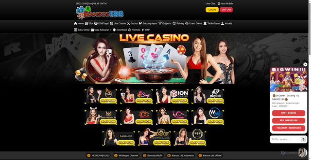 Security scan screenshot of https://nodexbansos188.com/desktop/game/livecasino/via