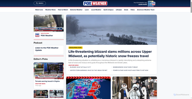 Security scan screenshot of https://www.foxweather.com