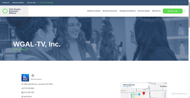 Security scan screenshot of https://business.ycea-pa.org/list/member/wgal-tv-inc-1717