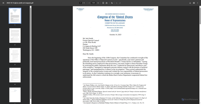Security scan screenshot of https://judiciary.house.gov/sites/evo-subsites/republicans-judiciary.house.gov/files/evo-media-document/2025-10-14-jdj-to-smith-re-ti-request.pdf