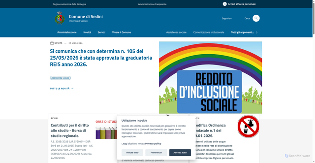 Security scan screenshot of https://www.comune.sedini.ss.it
