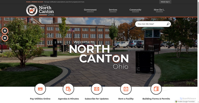 Security scan screenshot of https://northcantonohio.gov/