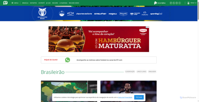 Security scan screenshot of https://esportes.r7.com/futebol/campeonato-brasileiro-serie-a/