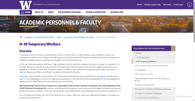 Security scan screenshot of https://ap.washington.edu/ahr/visas/admin-resources/h1b/
