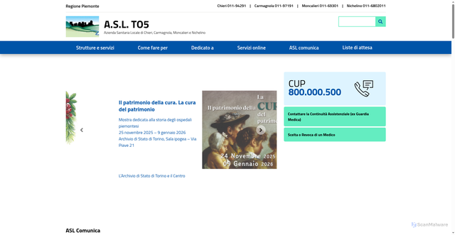 Security scan screenshot of https://www.aslto5.piemonte.it/