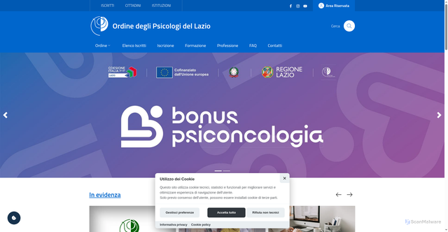 Security scan screenshot of https://ordinepsicologilazio.it/