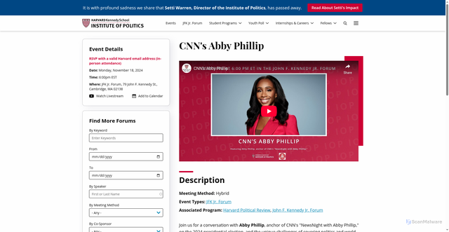 Security scan screenshot of https://iop.harvard.edu/events/cnns-abby-phillip