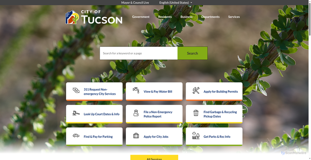 Security scan screenshot of https://www.tucsonaz.gov/