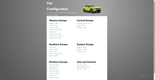 Security scan screenshot of https://cc.skoda-auto.com