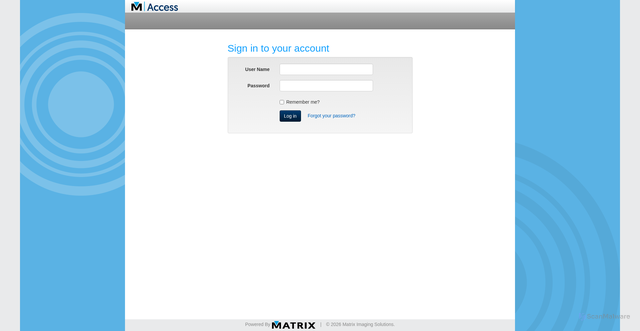 Security scan screenshot of https://maccess.matriximaging.com