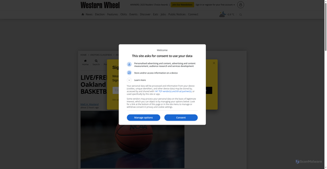 Security scan screenshot of https://www.westernwheel.ca/classifieds/announcements-and-events/congratulations-and-thank-yous/2045710