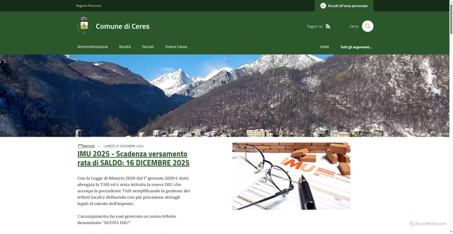 Security scan screenshot of https://www.comune.ceres.to.it/