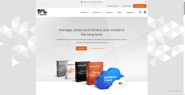 Security scan screenshot of https://mailstore.com