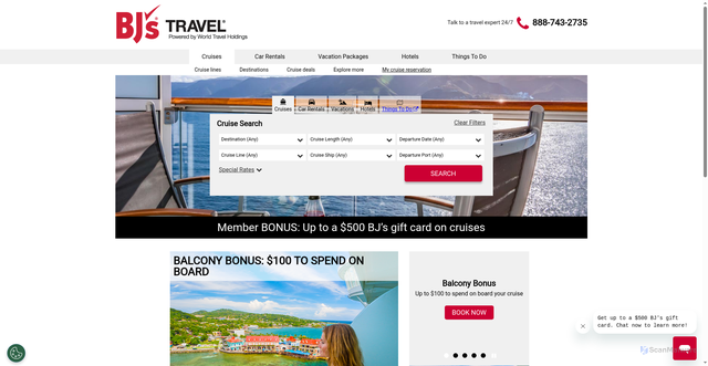 Security scan screenshot of https://travel.bjs.com