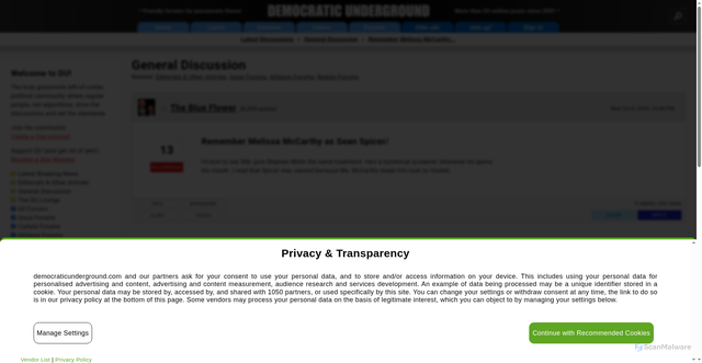 Security scan screenshot of https://www.democraticunderground.com/100220706855