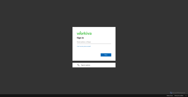 Security scan screenshot of https://workivaservice-my.sharepoint.com