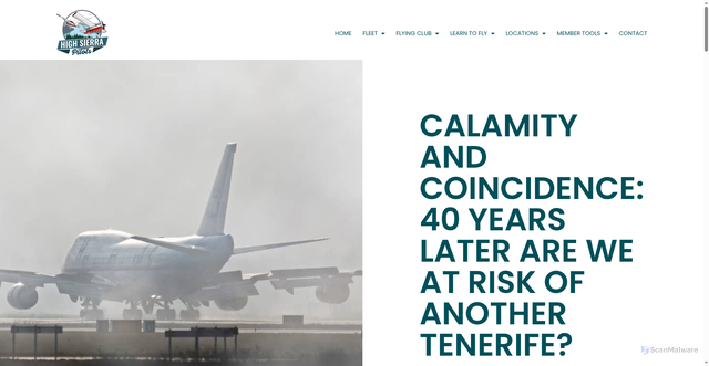 Security scan screenshot of https://highsierrapilots.club/remembering-tenerife-airport-disaster/