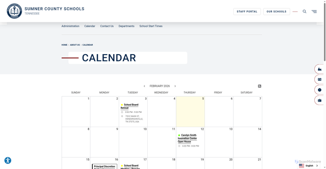 Security scan screenshot of https://www.sumnerschools.org/about-us/calendar