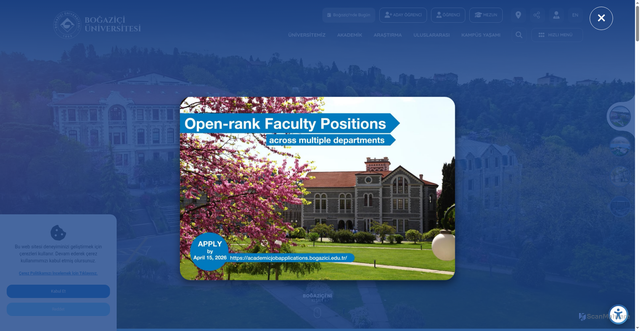 Security scan screenshot of https://boun.edu.tr