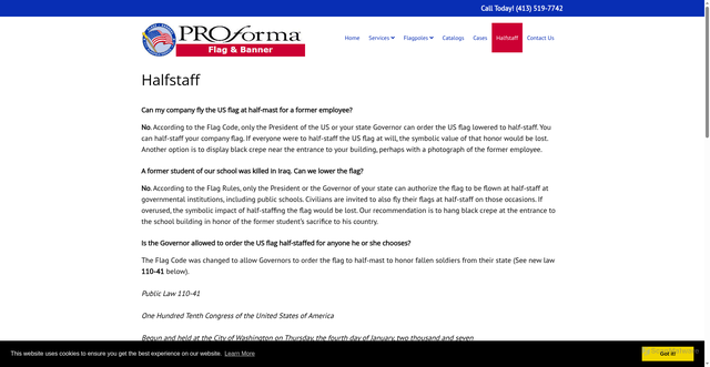 Security scan screenshot of http://proformaflag.com/halfstaff/
