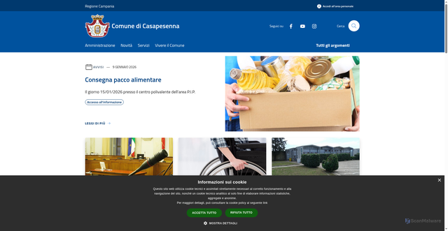 Security scan screenshot of https://www.comune.casapesenna.ce.it/it
