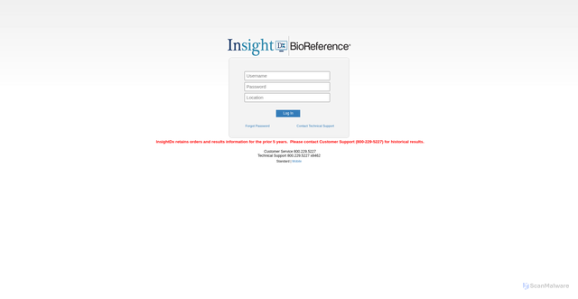 Security scan screenshot of https://brli.insightdx.com