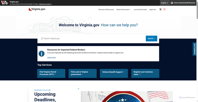 Security scan screenshot of https://www.virginia.gov/