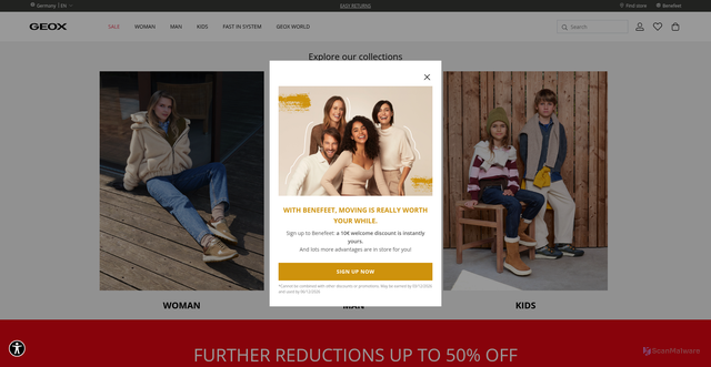 Security scan screenshot of https://www.geox.com
