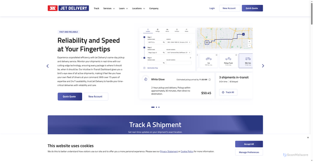 Security scan screenshot of https://www.jetdelivery.com/