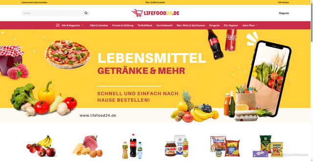 Security scan screenshot of https://www.lifefood24.de