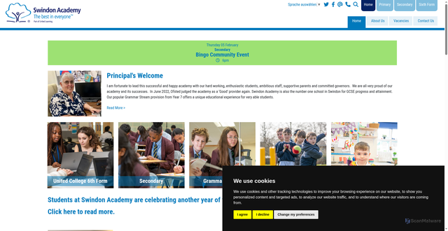 Security scan screenshot of https://www.swindon-academy.org/