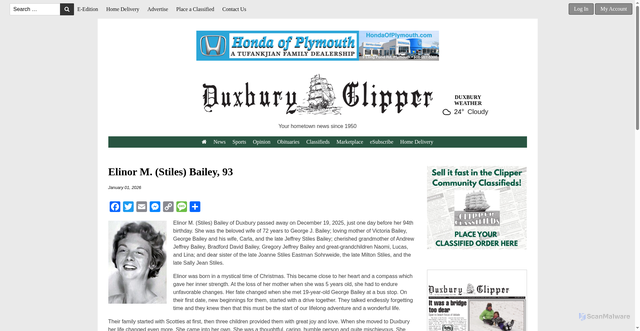 Security scan screenshot of https://www.duxburyclipper.com/articles/elinor-m-stiles-bailey-93/