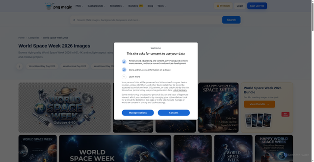 Security scan screenshot of https://pngmagic.com/world-space-week-2026