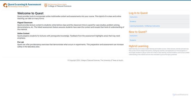 Security scan screenshot of https://quest.cns.utexas.edu