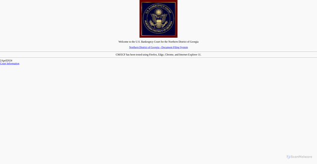 Security scan screenshot of https://ecf.ganb.uscourts.gov
