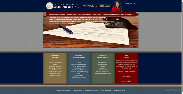 Security scan screenshot of https://sdsos.gov/