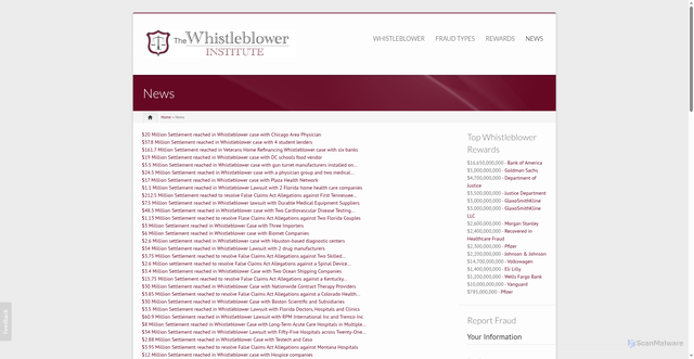 Security scan screenshot of https://whistleonfraud.com/news