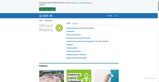 Security scan screenshot of http://www.landregistry.gov.uk