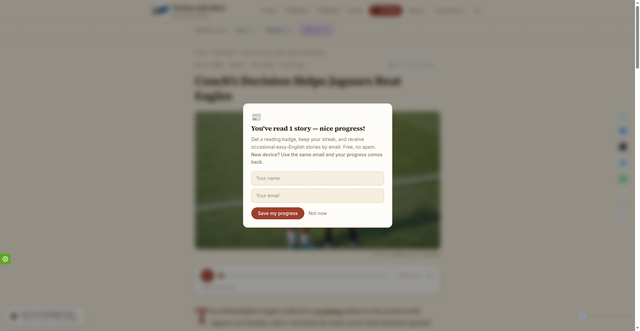 Security scan screenshot of https://practicewithnews.com/news/level-3/coachs-decision-helps-jaguars-beat-eagles