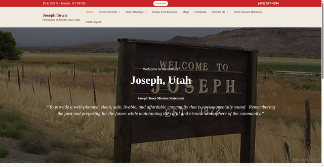 Security scan screenshot of https://josephtownutah.gov/