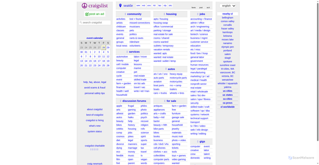 Security scan screenshot of https://seattle.craigslist.org