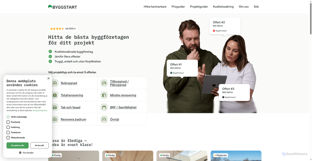 Security scan screenshot of https://byggstart.se