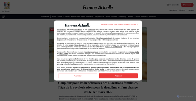 Security scan screenshot of https://www.femmeactuelle.fr