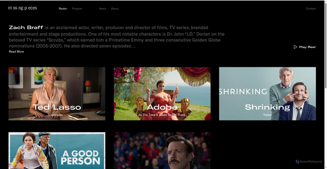 Security scan screenshot of https://mssngpeces.com/roster/live-action/zach-braff/