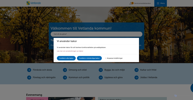 Security scan screenshot of https://www.vetlanda.se/