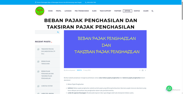 Security scan screenshot of https://kja-devasetyawan.com/2025/07/09/beban-pajak-penghasilan-dan-taksiran-pajak-penghasilan/