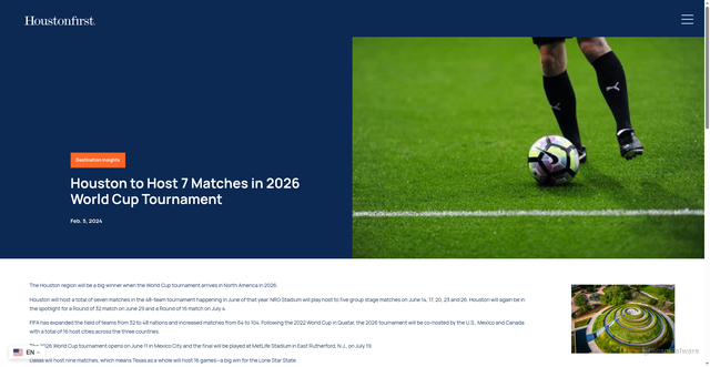 Security scan screenshot of https://www.houstonfirst.com/news/houston-to-host-7-matches-in-2026-world-cup-tournament