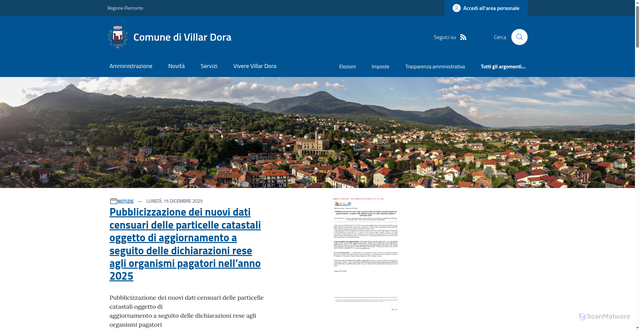 Security scan screenshot of https://www.comune.villardora.to.it/