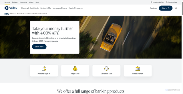 Security scan screenshot of https://www.valley.com/