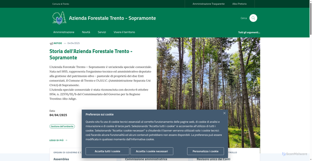 Security scan screenshot of https://www.aziendaforestale.tn.it